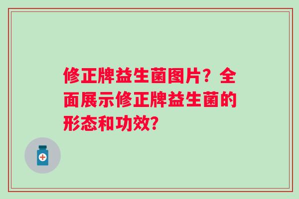 修正牌益生菌图片？全面展示修正牌益生菌的形态和功效？