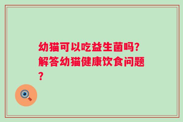 幼猫可以吃益生菌吗？解答幼猫健康饮食问题？