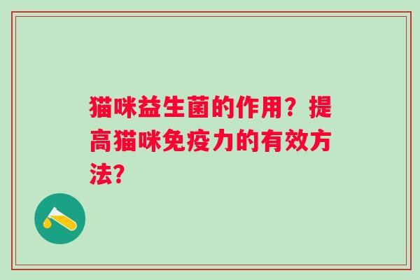猫咪益生菌的作用?提高猫咪力的有效方法? 猫咪益生菌的作用?提高猫咪力的有效方法?