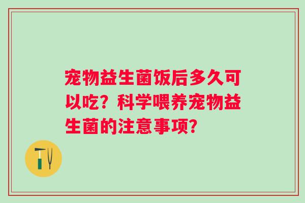 宠物益生菌饭后多久可以吃？科学喂养宠物益生菌的注意事项？