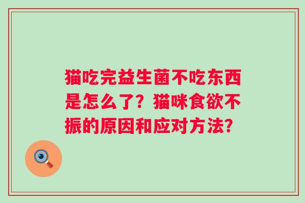 猫吃完益生菌不吃东西是怎么了?猫咪不振的原因和应对方法? 猫吃完益生菌不吃东西是怎么了?猫咪不振的原因和应对方法?