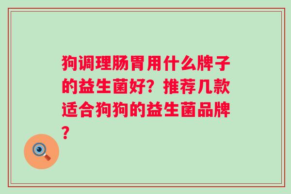 狗调理肠胃用什么牌子的益生菌好？推荐几款适合狗狗的益生菌品牌？