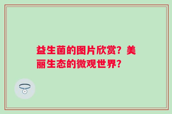 益生菌的图片欣赏？美丽生态的微观世界？