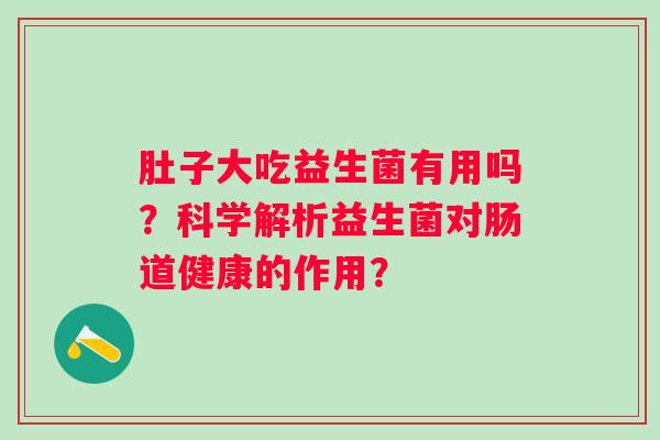 肚子大吃益生菌有用吗？科学解析益生菌对肠道健康的作用？