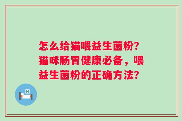 怎么给猫喂益生菌粉？猫咪肠胃健康必备，喂益生菌粉的正确方法？