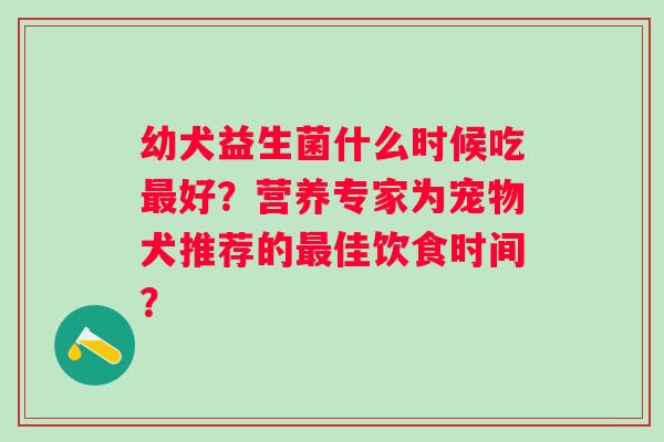 幼犬益生菌什么时候吃最好？营养专家为宠物犬推荐的最佳饮食时间？