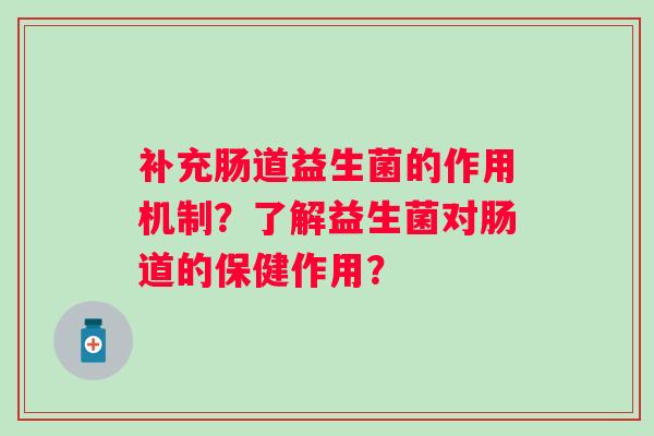 补充肠道益生菌的作用机制？了解益生菌对肠道的保健作用？