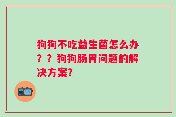 狗狗不吃益生菌怎么办？？狗狗肠胃问题的解决方案？