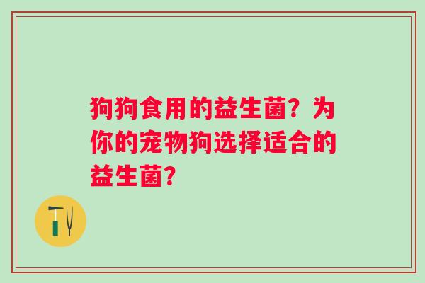 狗狗食用的益生菌？为你的宠物狗选择适合的益生菌？