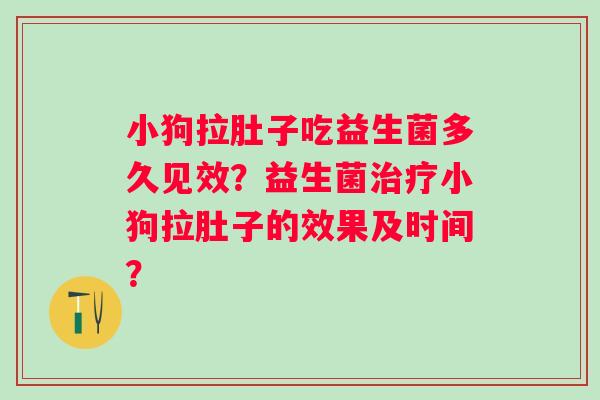小狗拉肚子吃益生菌多久见效？益生菌小狗拉肚子的效果及时间？