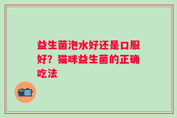 益生菌泡水好还是口服好?猫咪益生菌的正确吃法 益生菌泡水好还是口服好?猫咪益生菌的正确吃法