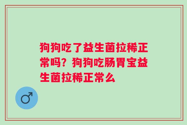 狗狗吃了益生菌拉稀正常吗？狗狗吃肠胃宝益生菌拉稀正常么