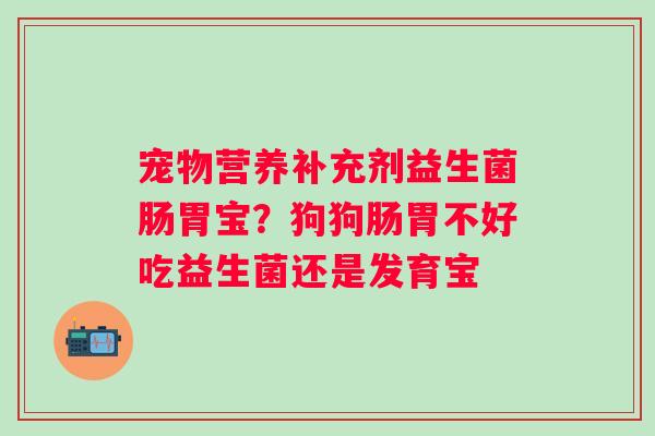 宠物营养补充剂益生菌肠胃宝？狗狗肠胃不好吃益生菌还是发育宝