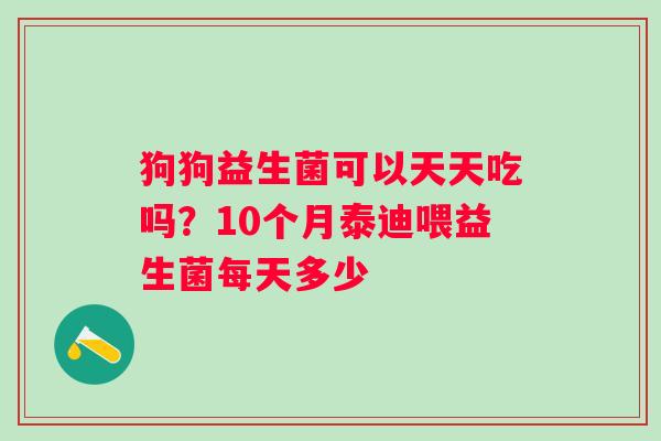 狗狗益生菌可以天天吃吗？10个月泰迪喂益生菌每天多少