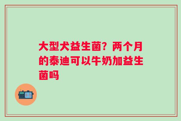 大型犬益生菌？两个月的泰迪可以牛奶加益生菌吗