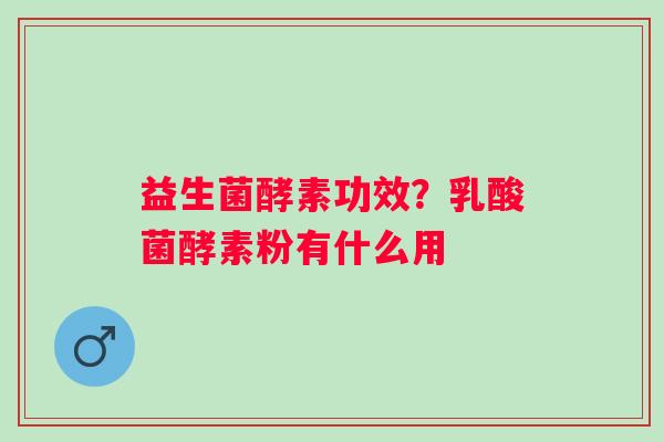 益生菌酵素功效？乳酸菌酵素粉有什么用