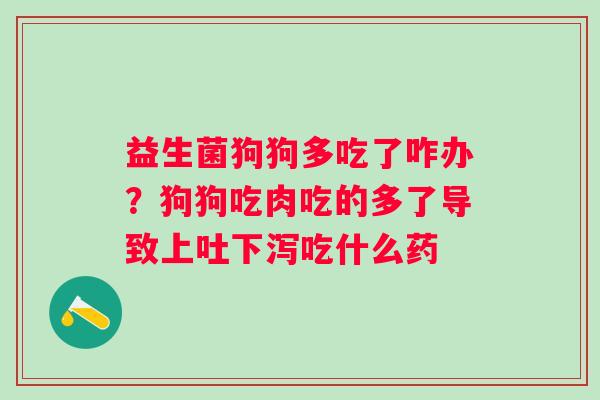 益生菌狗狗多吃了咋办？狗狗吃肉吃的多了导致上吐下泻吃什么药