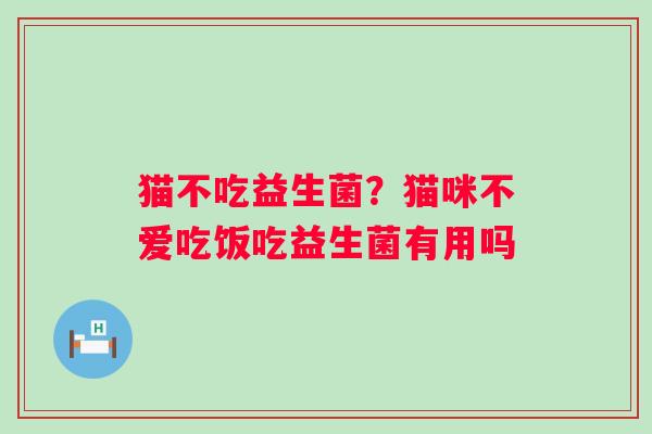 猫不吃益生菌？猫咪不爱吃饭吃益生菌有用吗