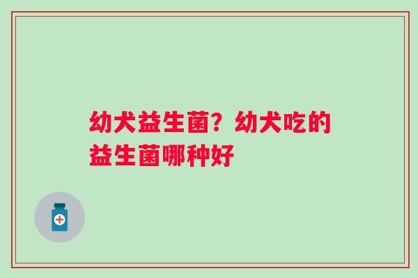 幼犬益生菌？幼犬吃的益生菌哪种好