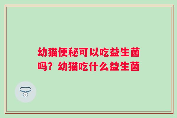 幼猫便秘可以吃益生菌吗？幼猫吃什么益生菌