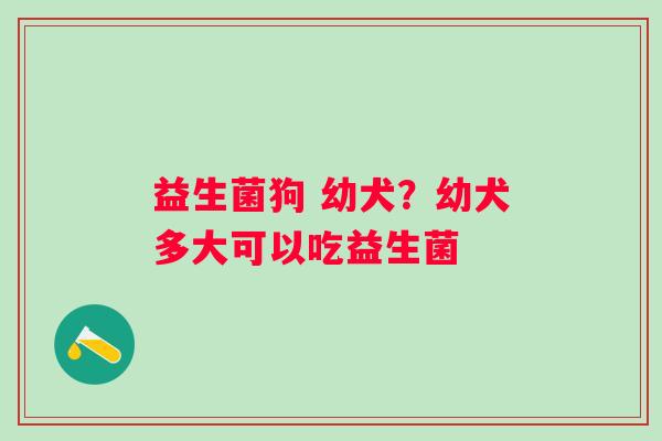 益生菌狗 幼犬？幼犬多大可以吃益生菌