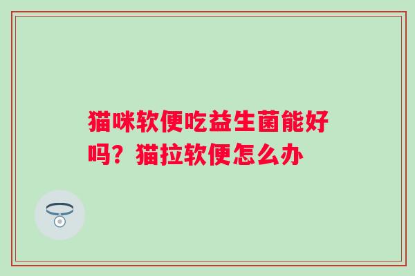 猫咪软便吃益生菌能好吗？猫拉软便怎么办