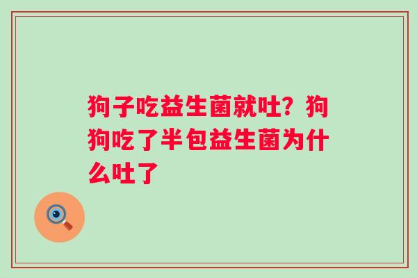 狗子吃益生菌就吐？狗狗吃了半包益生菌为什么吐了