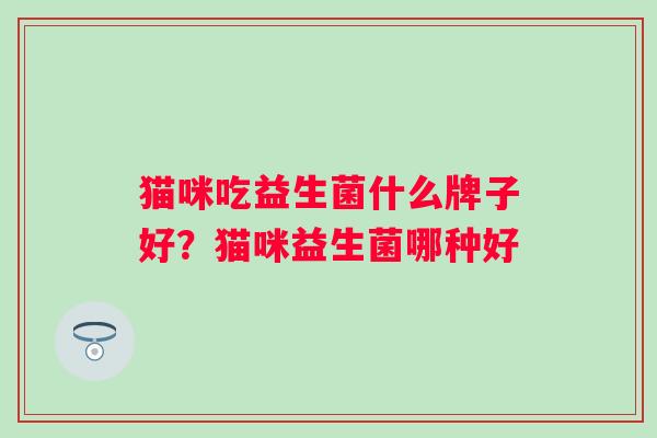 猫咪吃益生菌什么牌子好？猫咪益生菌哪种好