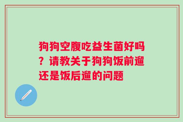 狗狗空腹吃益生菌好吗？请教关于狗狗饭前遛还是饭后遛的问题
