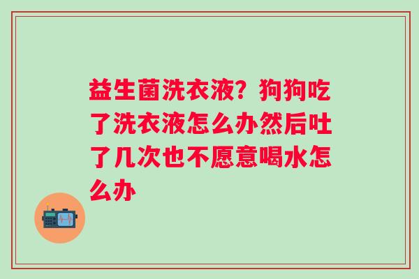 益生菌洗衣液？狗狗吃了洗衣液怎么办然后吐了几次也不愿意喝水怎么办
