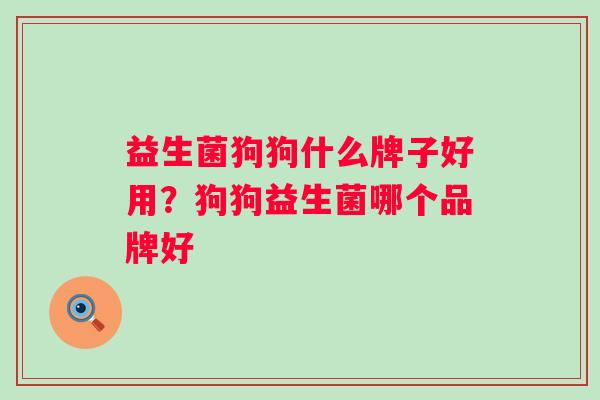 益生菌狗狗什么牌子好用？狗狗益生菌哪个品牌好