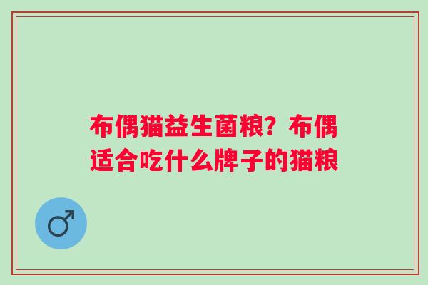 布偶猫益生菌粮？布偶适合吃什么牌子的猫粮