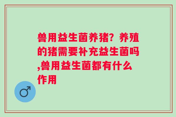 兽用益生菌养猪？养殖的猪需要补充益生菌吗,兽用益生菌都有什么作用