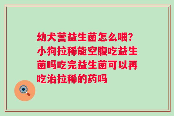 幼犬营益生菌怎么喂？小狗拉稀能空腹吃益生菌吗吃完益生菌可以再吃治拉稀的药吗