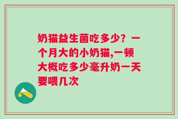 奶猫益生菌吃多少？一个月大的小奶猫,一顿大概吃多少毫升奶一天要喂几次