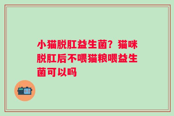 小猫脱肛益生菌？猫咪脱肛后不喂猫粮喂益生菌可以吗
