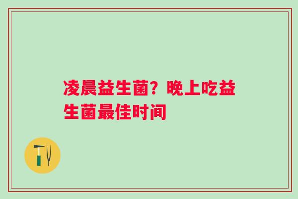 凌晨益生菌？晚上吃益生菌最佳时间