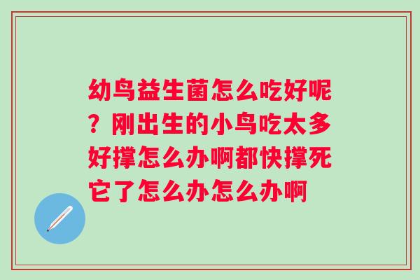幼鸟益生菌怎么吃好呢？刚出生的小鸟吃太多好撑怎么办啊都快撑死它了怎么办怎么办啊