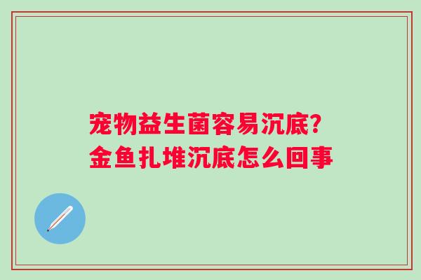 宠物益生菌容易沉底？金鱼扎堆沉底怎么回事