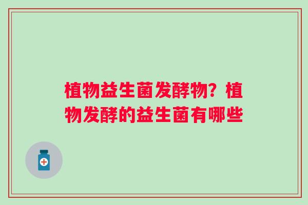 植物益生菌发酵物？植物发酵的益生菌有哪些