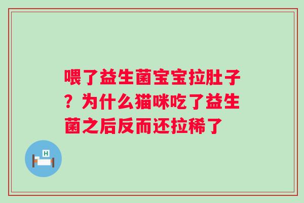 喂了益生菌宝宝拉肚子？为什么猫咪吃了益生菌之后反而还拉稀了