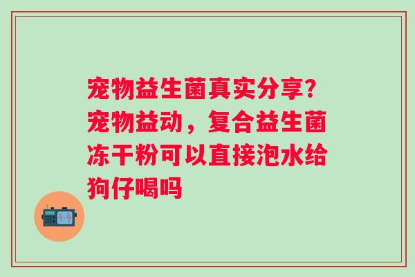 宠物益生菌真实分享？宠物益动，复合益生菌冻干粉可以直接泡水给狗仔喝吗