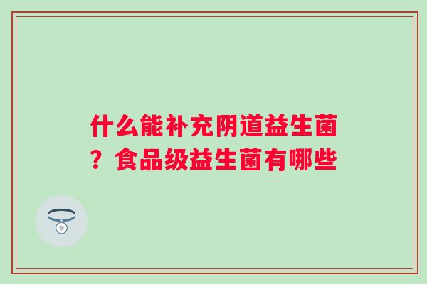 什么能补充益生菌？食品级益生菌有哪些