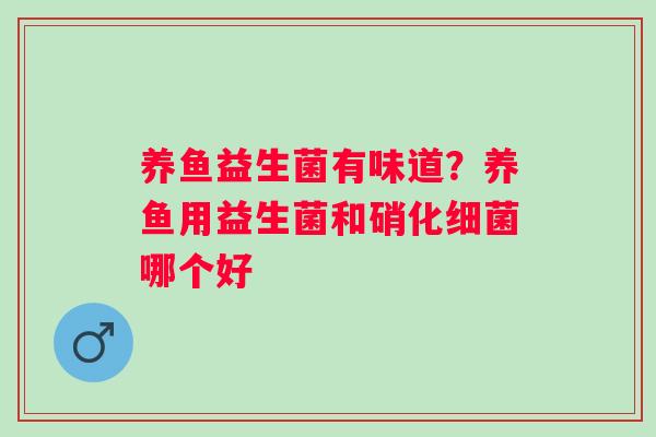 养鱼益生菌有味道？养鱼用益生菌和硝化细菌哪个好