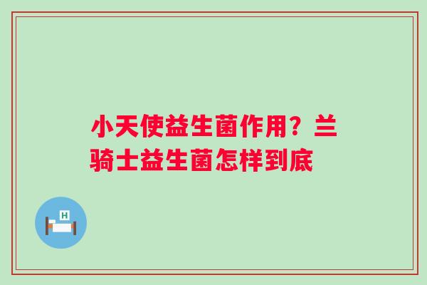 小天使益生菌作用？兰骑士益生菌怎样到底