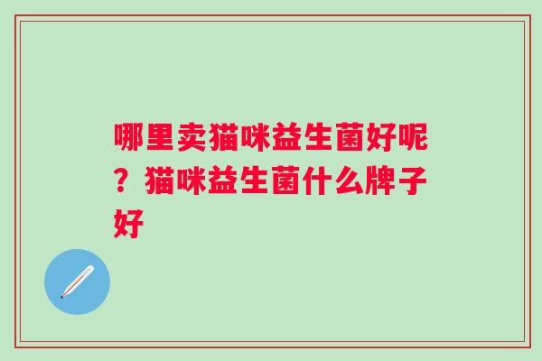 哪里卖猫咪益生菌好呢？猫咪益生菌什么牌子好