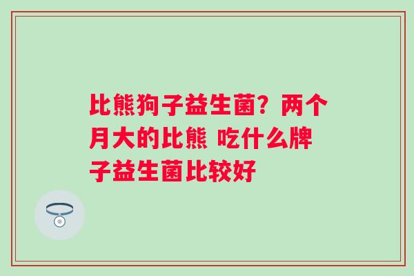 比熊狗子益生菌？两个月大的比熊 吃什么牌子益生菌比较好