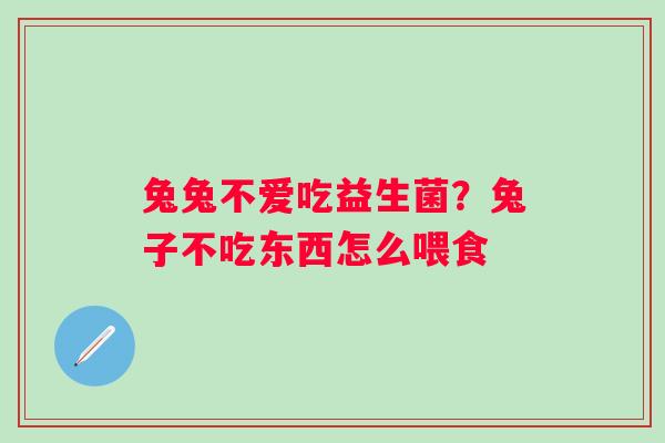 兔兔不爱吃益生菌？兔子不吃东西怎么喂食