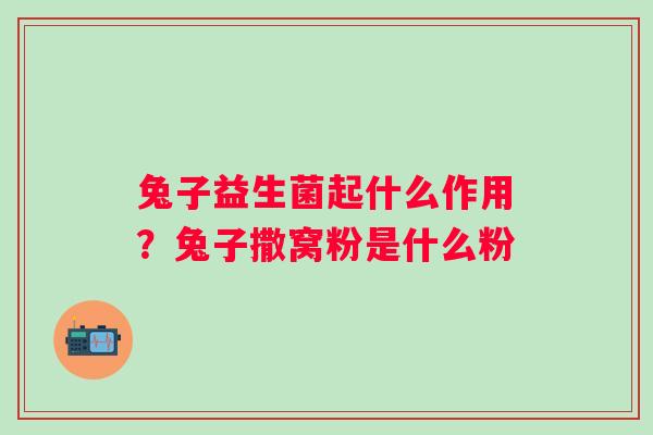 兔子益生菌起什么作用？兔子撒窝粉是什么粉