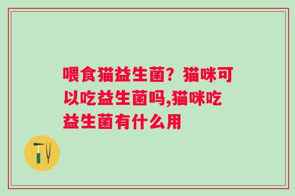 喂食猫益生菌？猫咪可以吃益生菌吗,猫咪吃益生菌有什么用